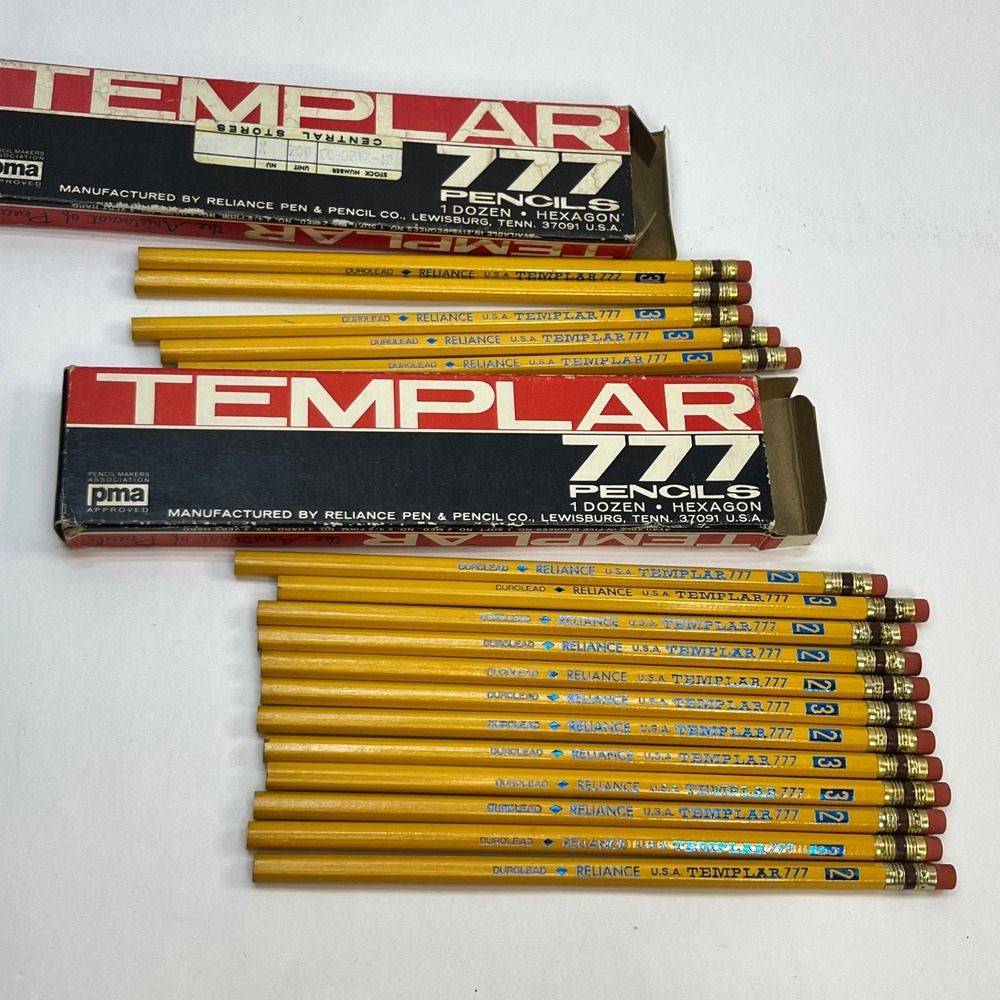 Vintag Templar 777 Pencils Reliance Pen & Pencil Co USA Hexagon Yellow Lot of 18